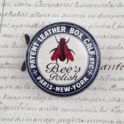 Boîte de cirage « Bee’s Polish », Bleu et blanc