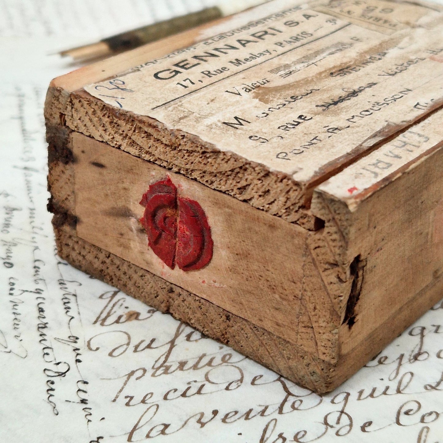 boite bois cachet cire paris