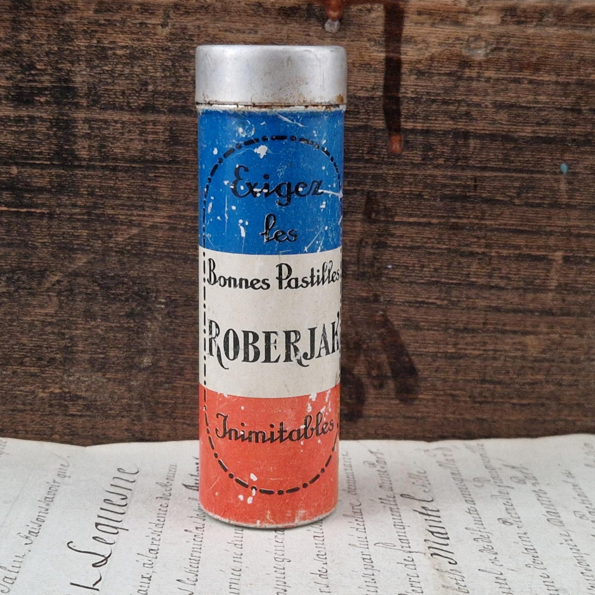 Lithographed tin box "Roberjark Pastilles"