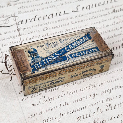 Rare advertising tin “Bêtises de Cambrai – Afchain” 
