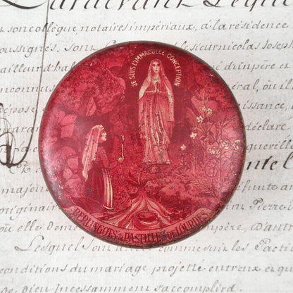 Vintage E. Mazuel chocolate box - Lourdes