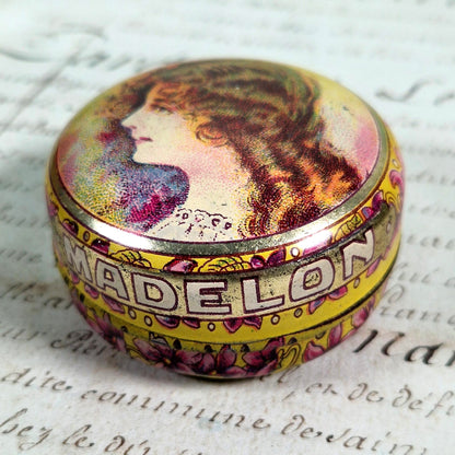 boite fer lithographie pommade violette art deco