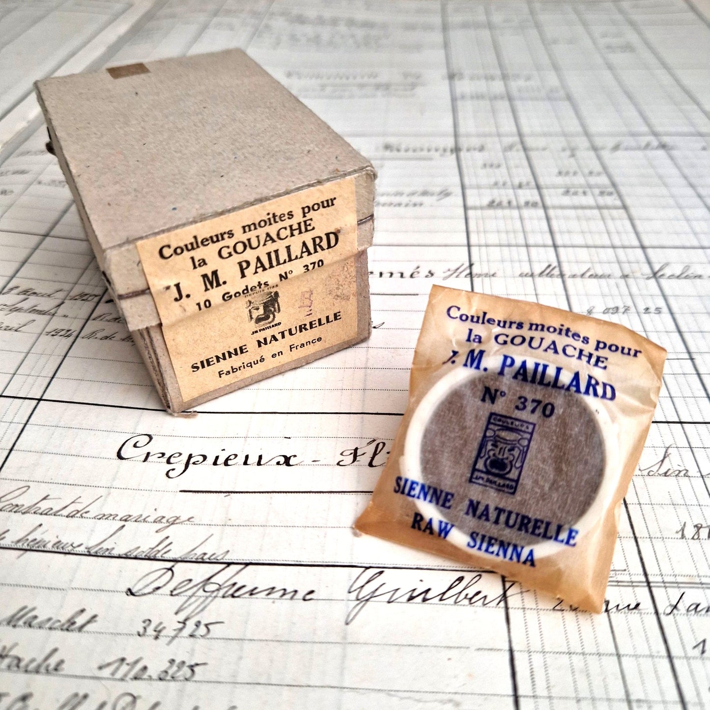 boite gouaches ancienne jm paillard sienne naturelle