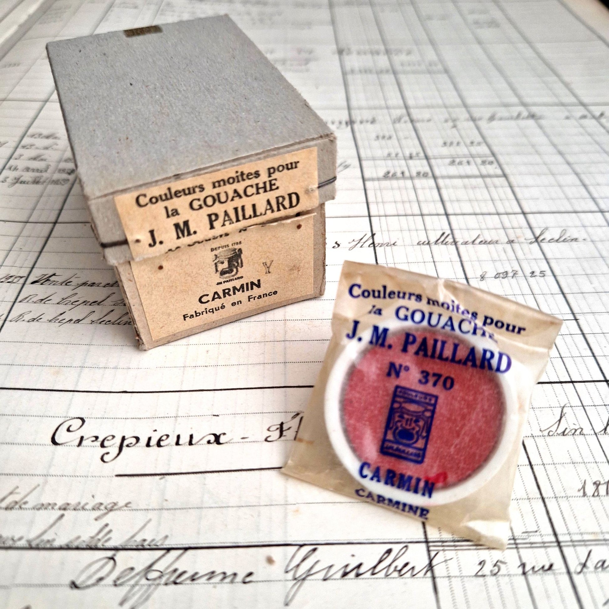 boite gouaches anciennes paillard carmin n370