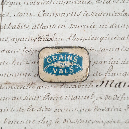 Vintage miniature box "Grains de Vals" – digestive medicine