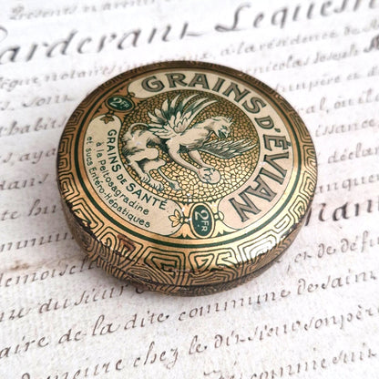 Rare boite Grains d'Évian dorée - Grains de santé - Vers 1920
