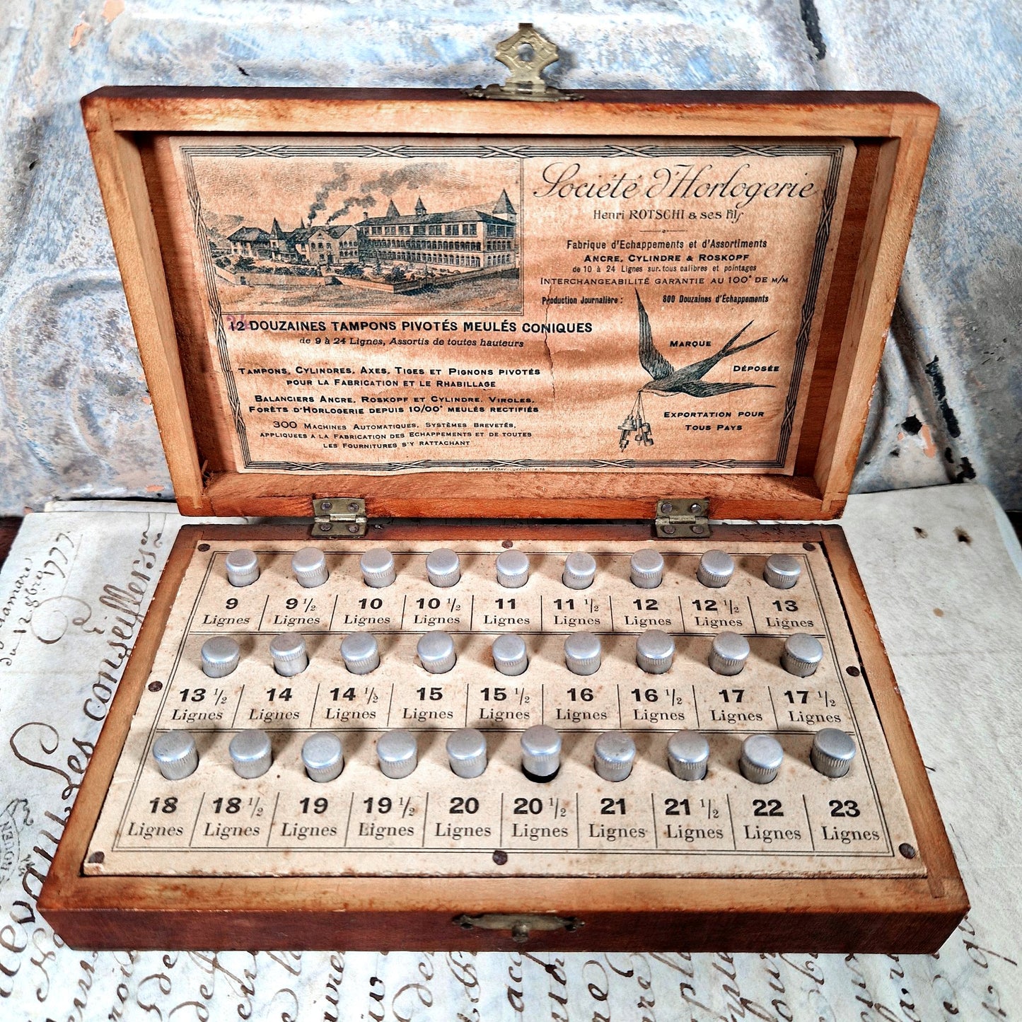 boite horlogerie tubes lignes ancienne