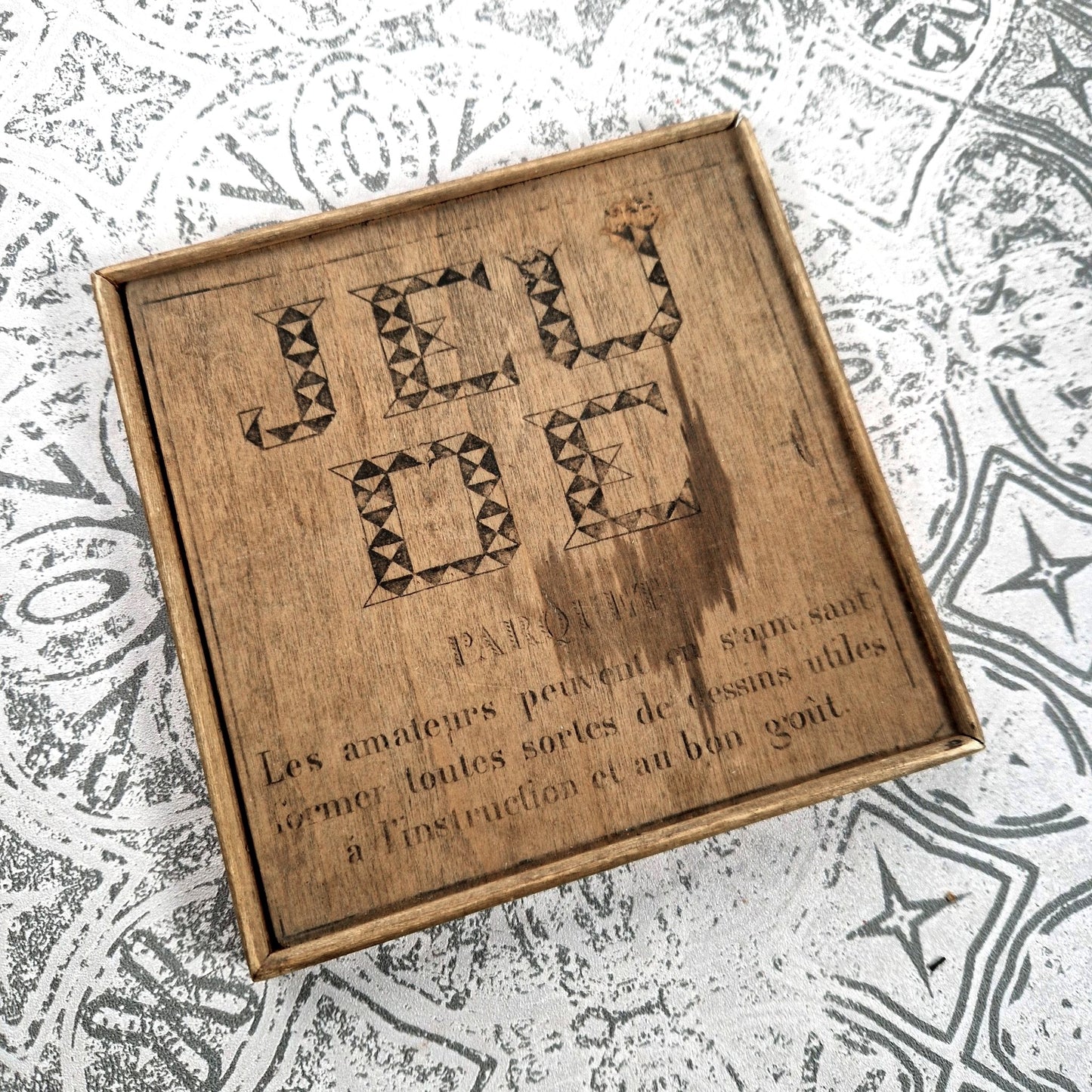 boite jeu parquet ancien décoratif