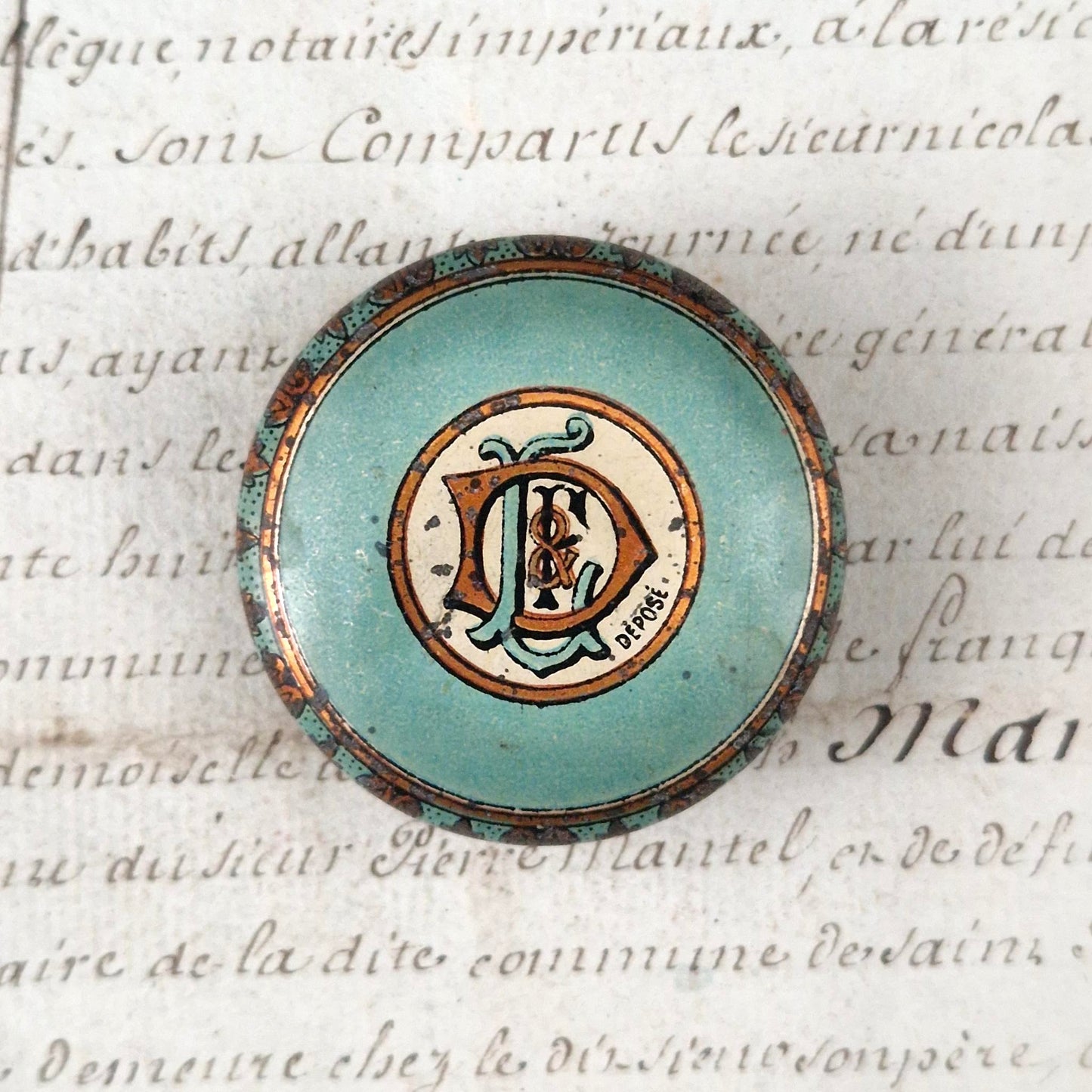 Jolie Boîte publicitaire monogramée - Vers 1900