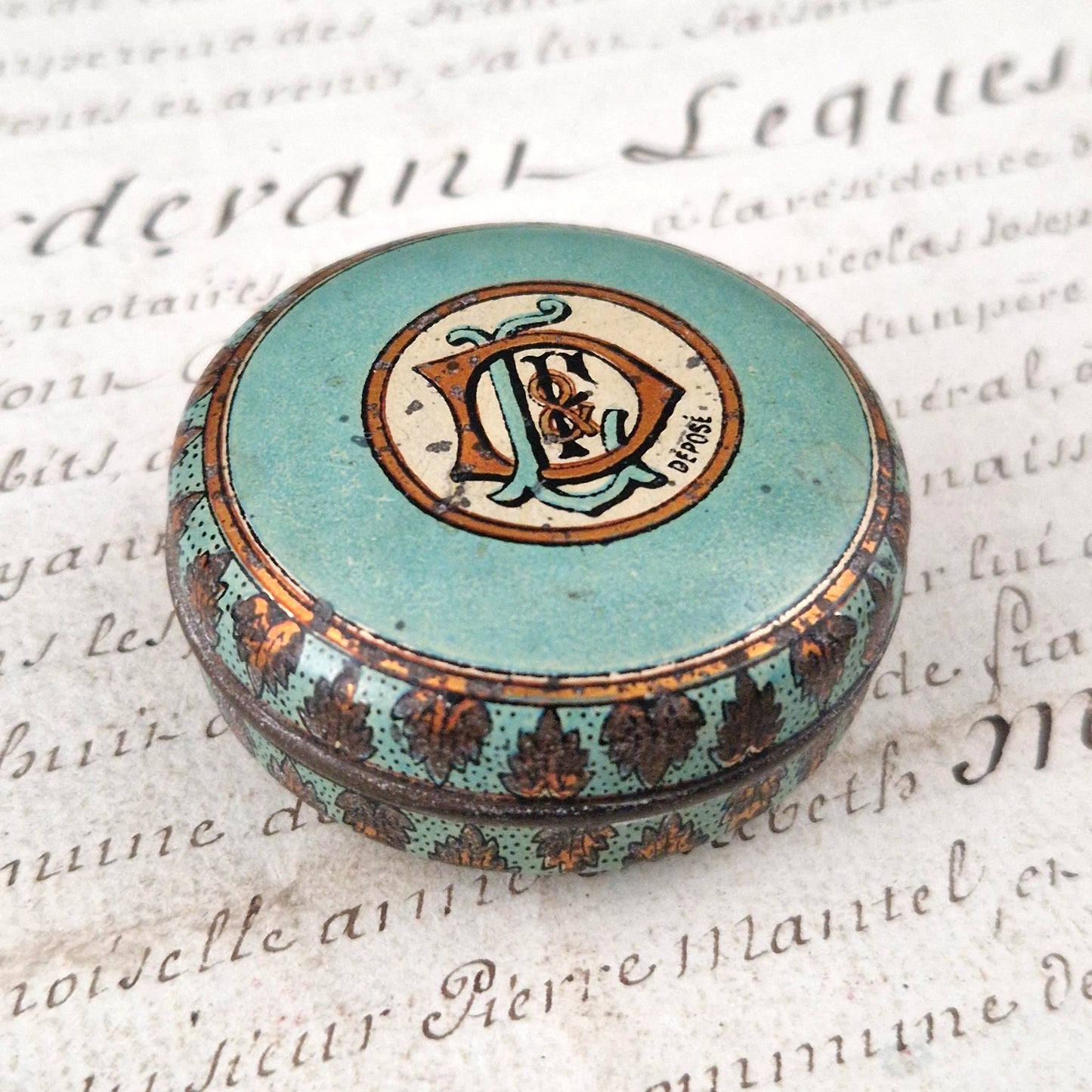 Jolie Boîte publicitaire monogramée - Vers 1900