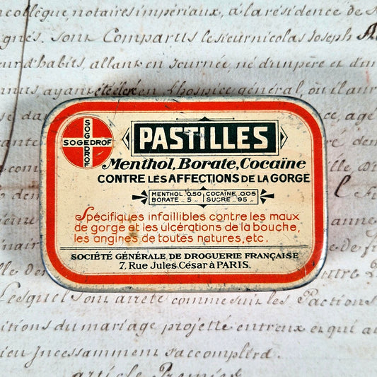 boite pastilles menthol borate cocaine sogedrof