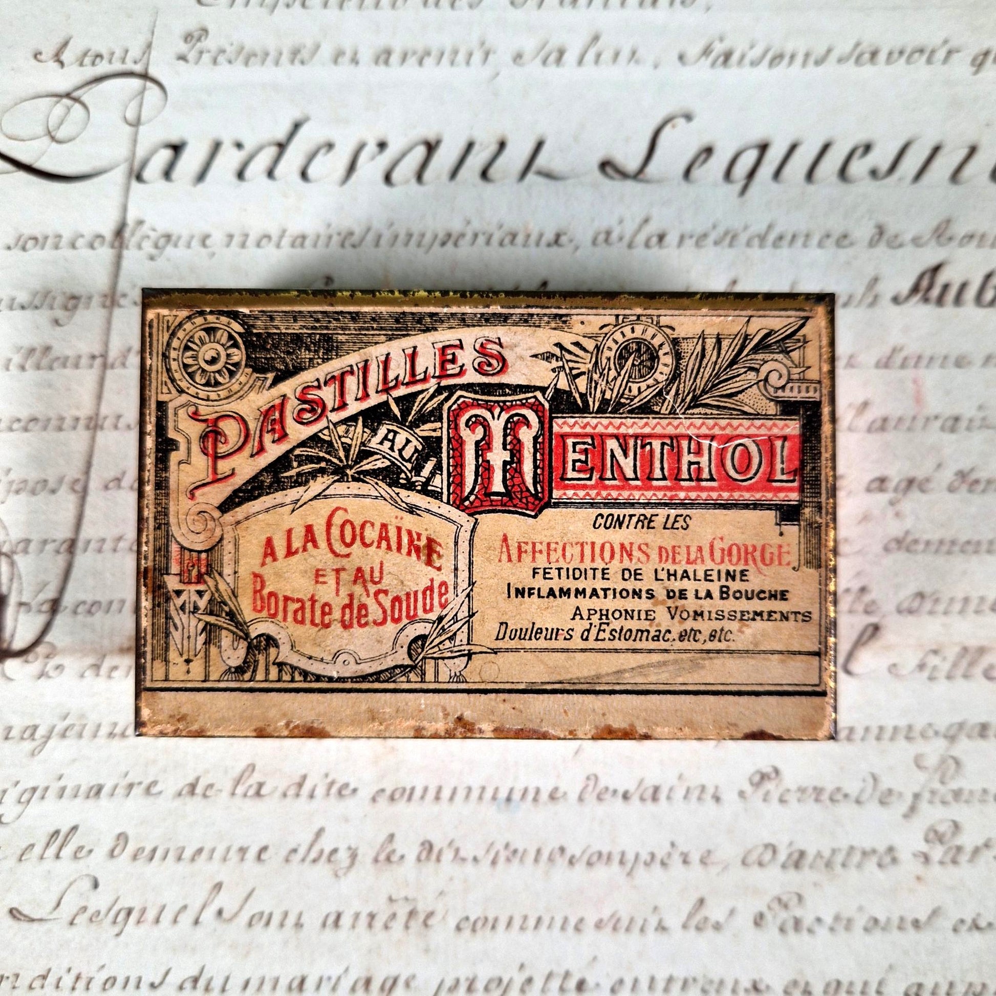 boite pastilles menthol cocaine borate