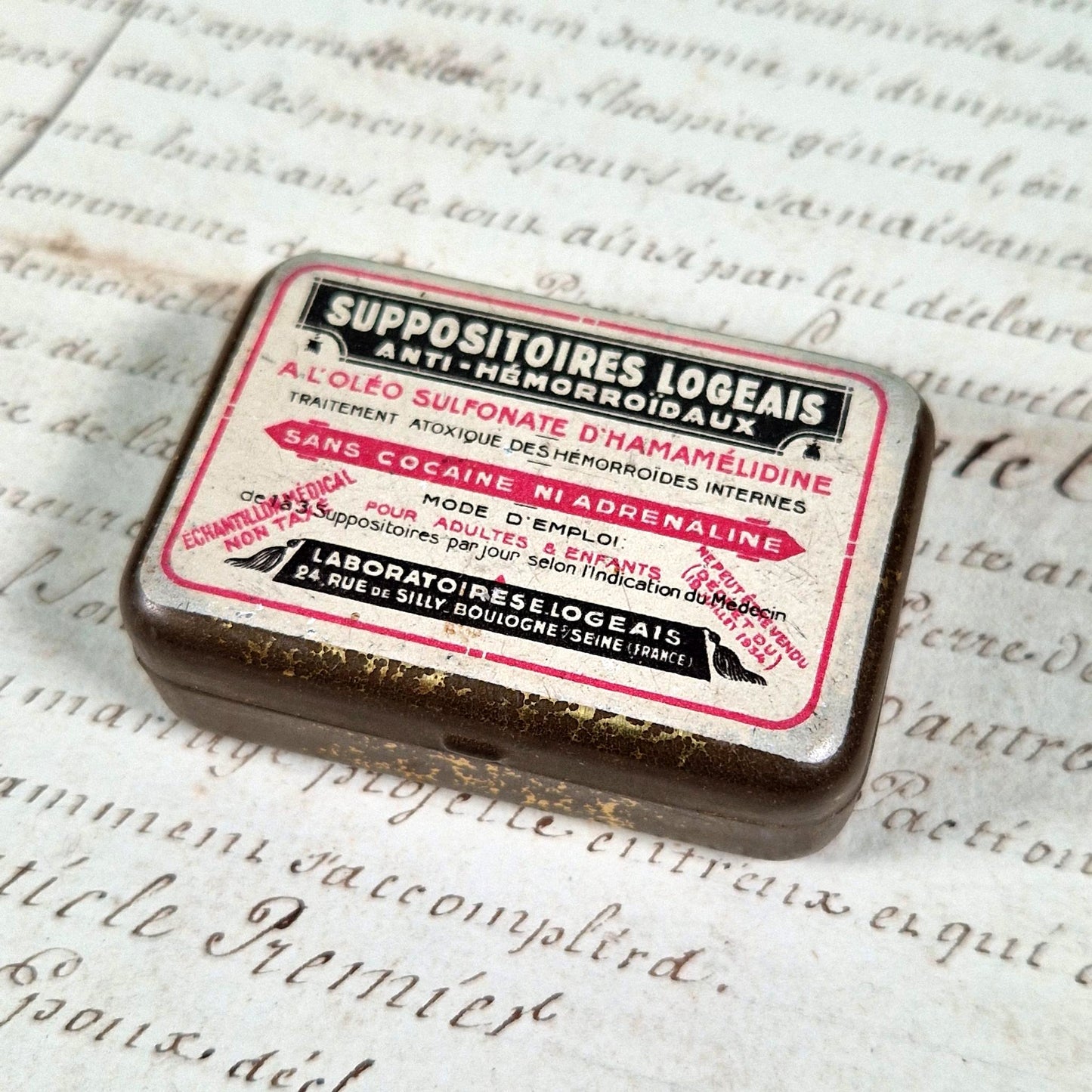 boite pharmaceutique ancienne suppositoires