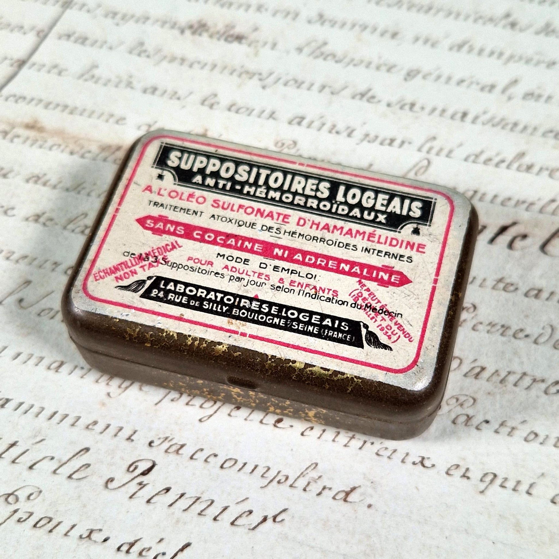 boite pharmaceutique ancienne suppositoires