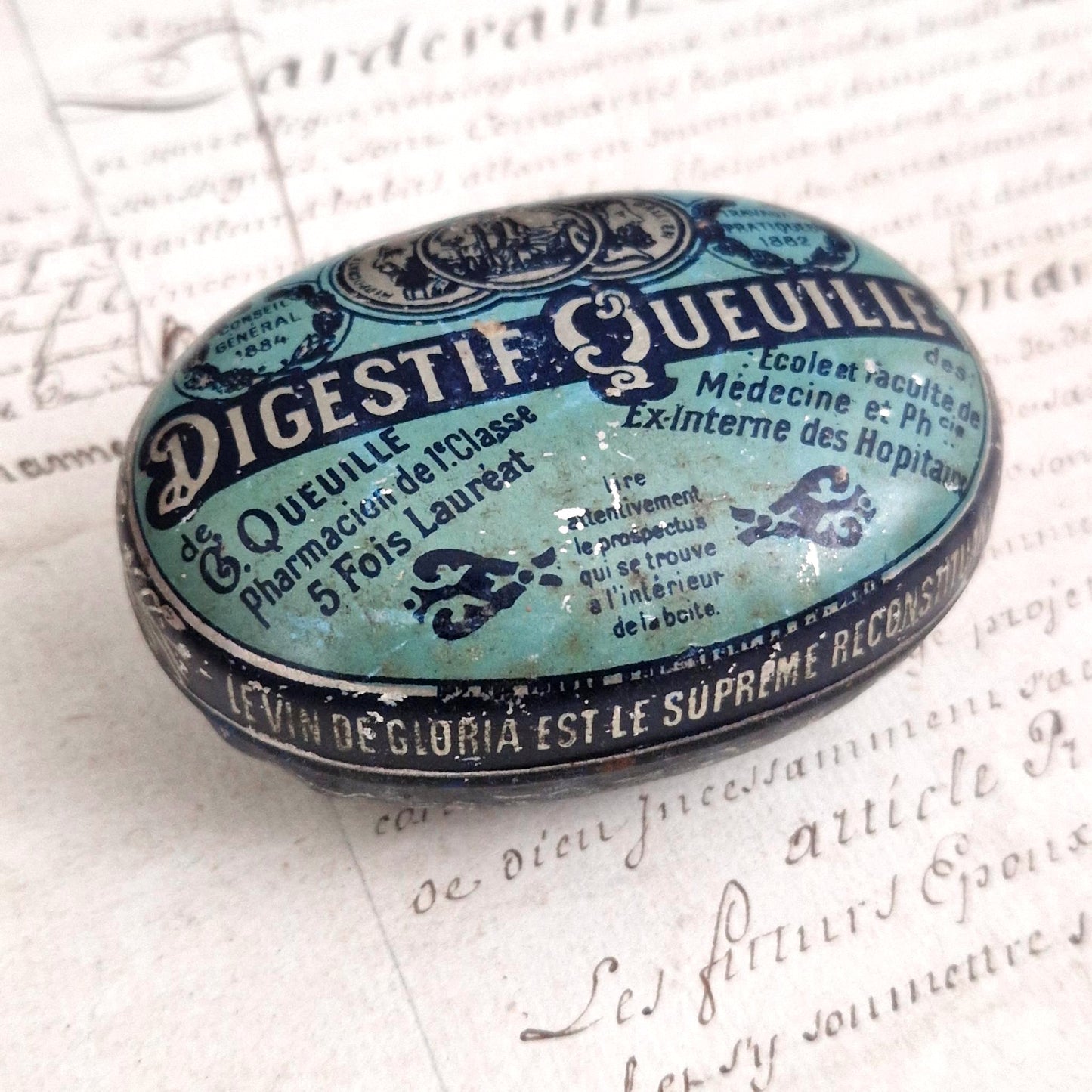 Rare boite digestive ancienne « Digestif Queuille », Vers 1900
