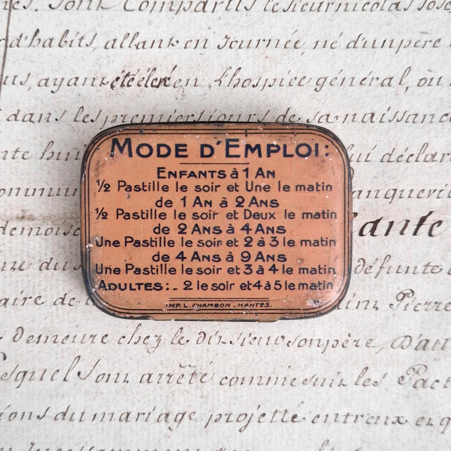 Boîte « Vermigène Bailly » pour vers intestinaux , Nantes