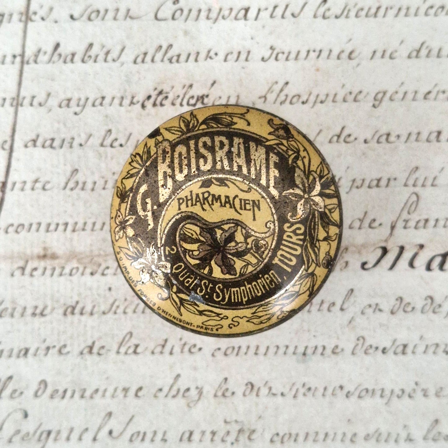 Boîte ancienne « G. Boisrame – Pharmacien, Tours »