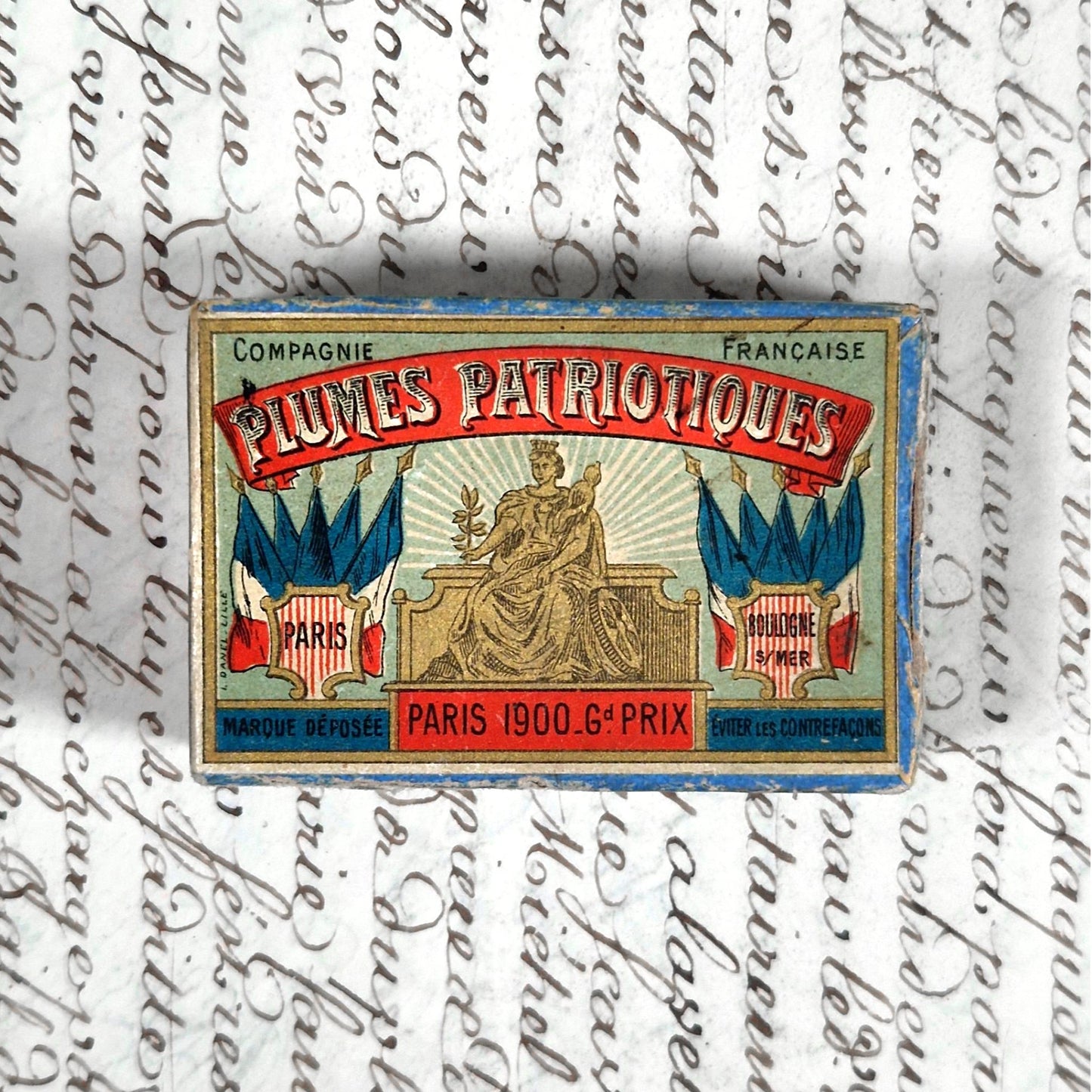 boite plumes patriotiques belle époque
