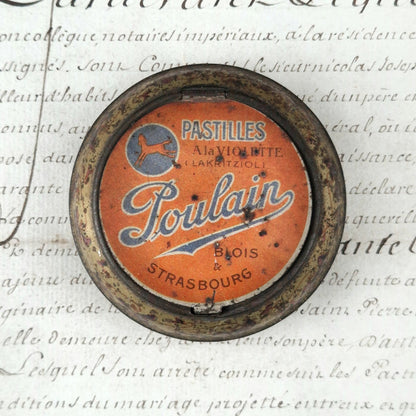 Advertising box for "Poulain Violet Pastilles"