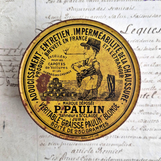 boite pub graisse paulin chaussures harnais 1920