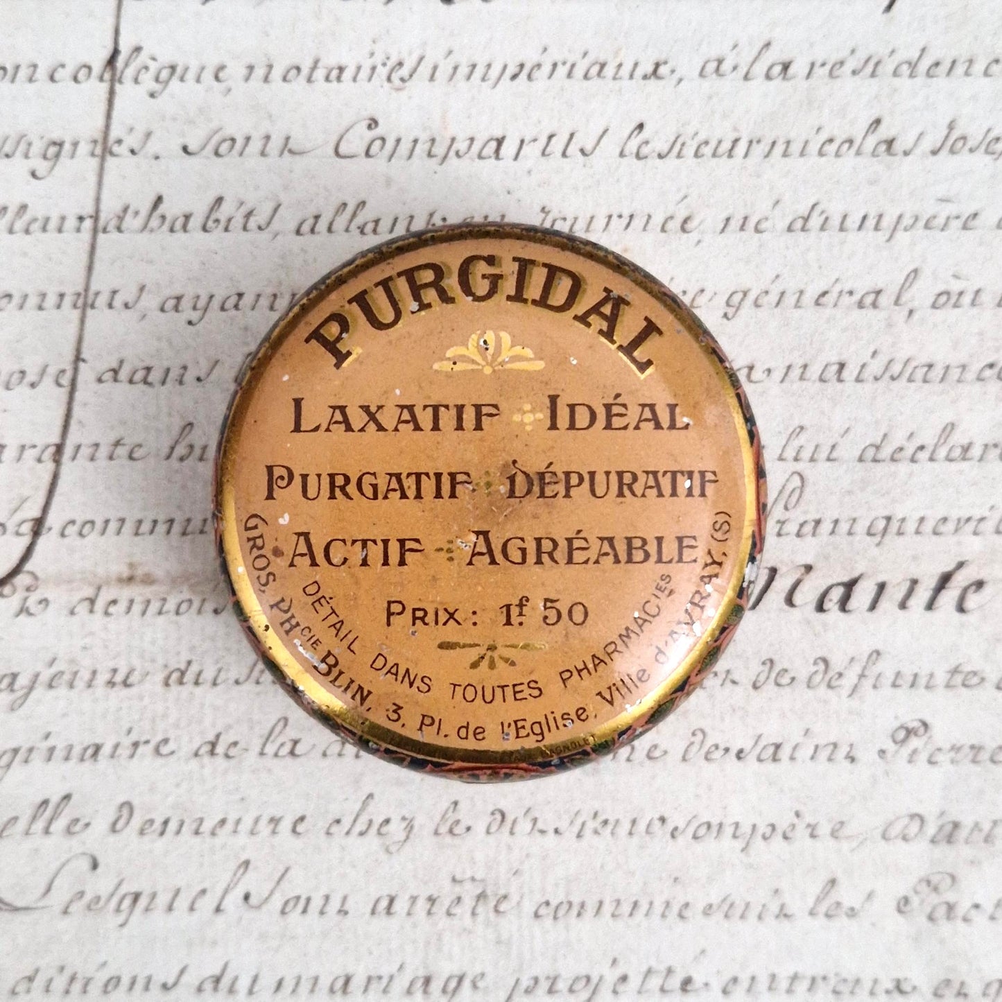 Boîte pharmaceutique « Purgidal » – Laxatif idéal