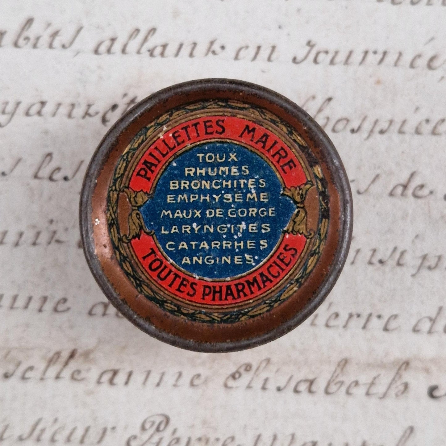 Small antique box "Paillettes Maire", circa 1900