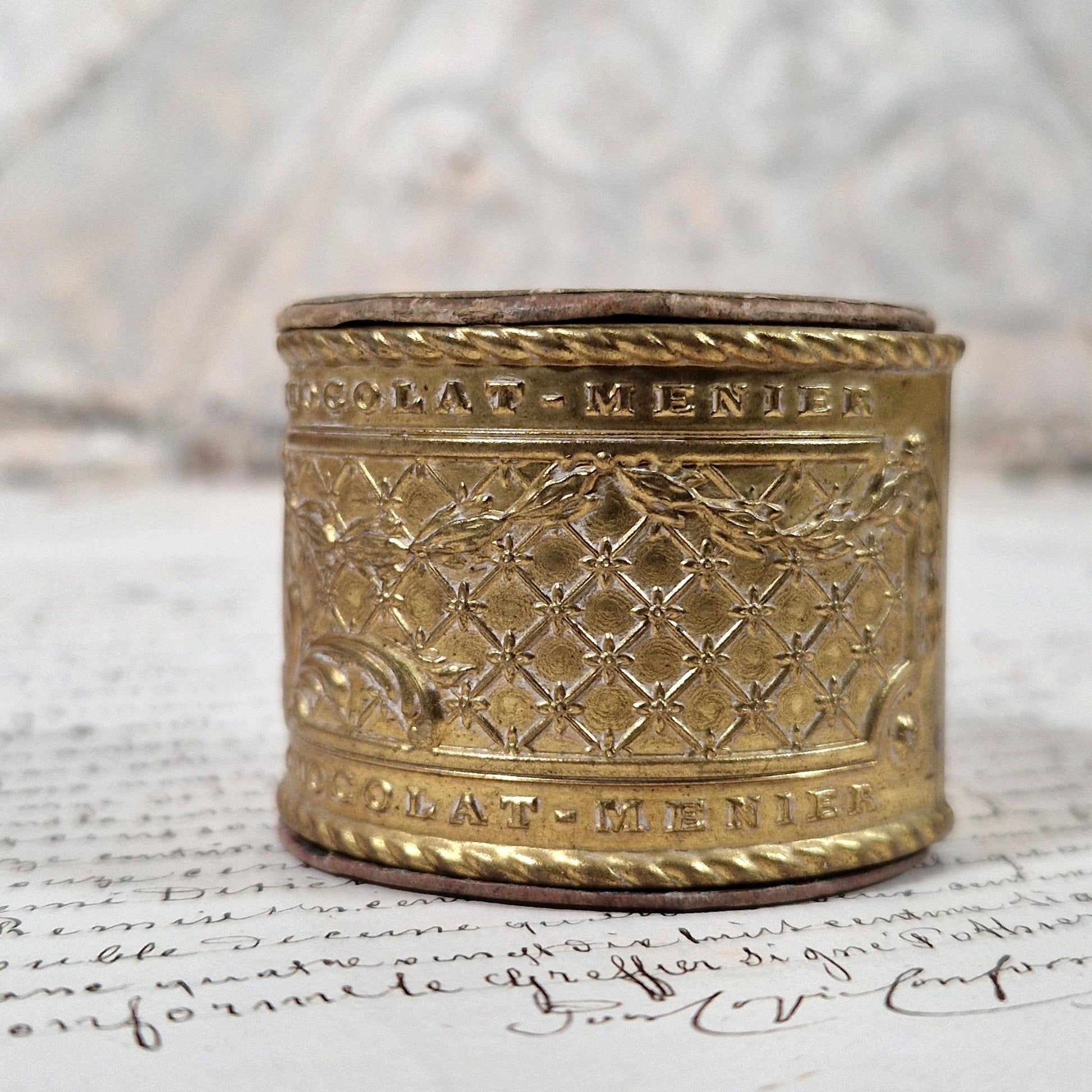 boite rond de serviette chocolat menier laiton