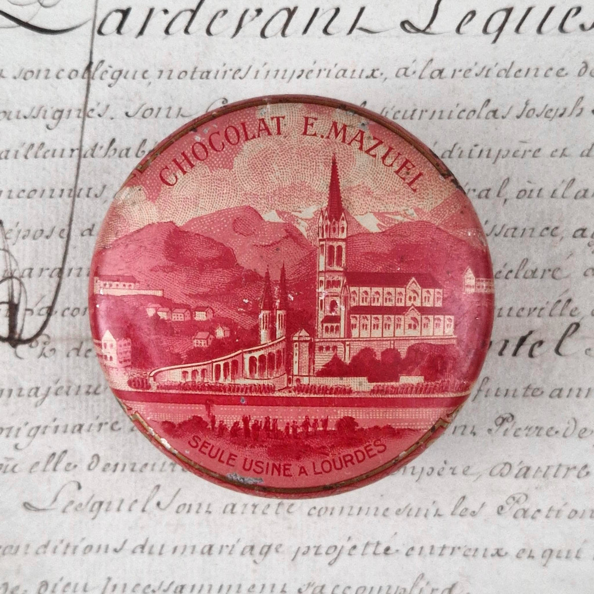Vintage E. Mazuel chocolate box - Lourdes