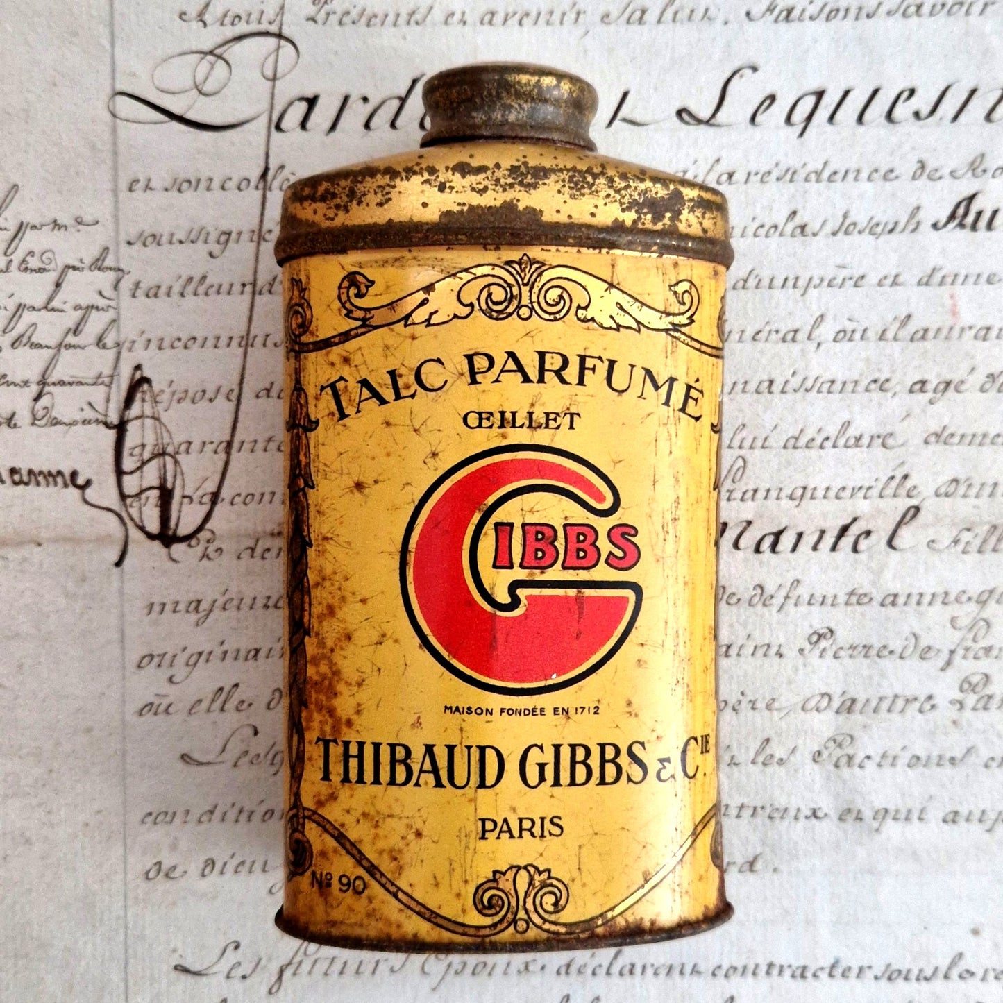 boite talque gibbs parfumee ancienne