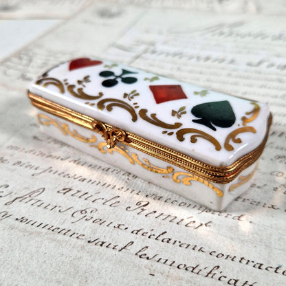 boite timbres porcelaine jeux cartes