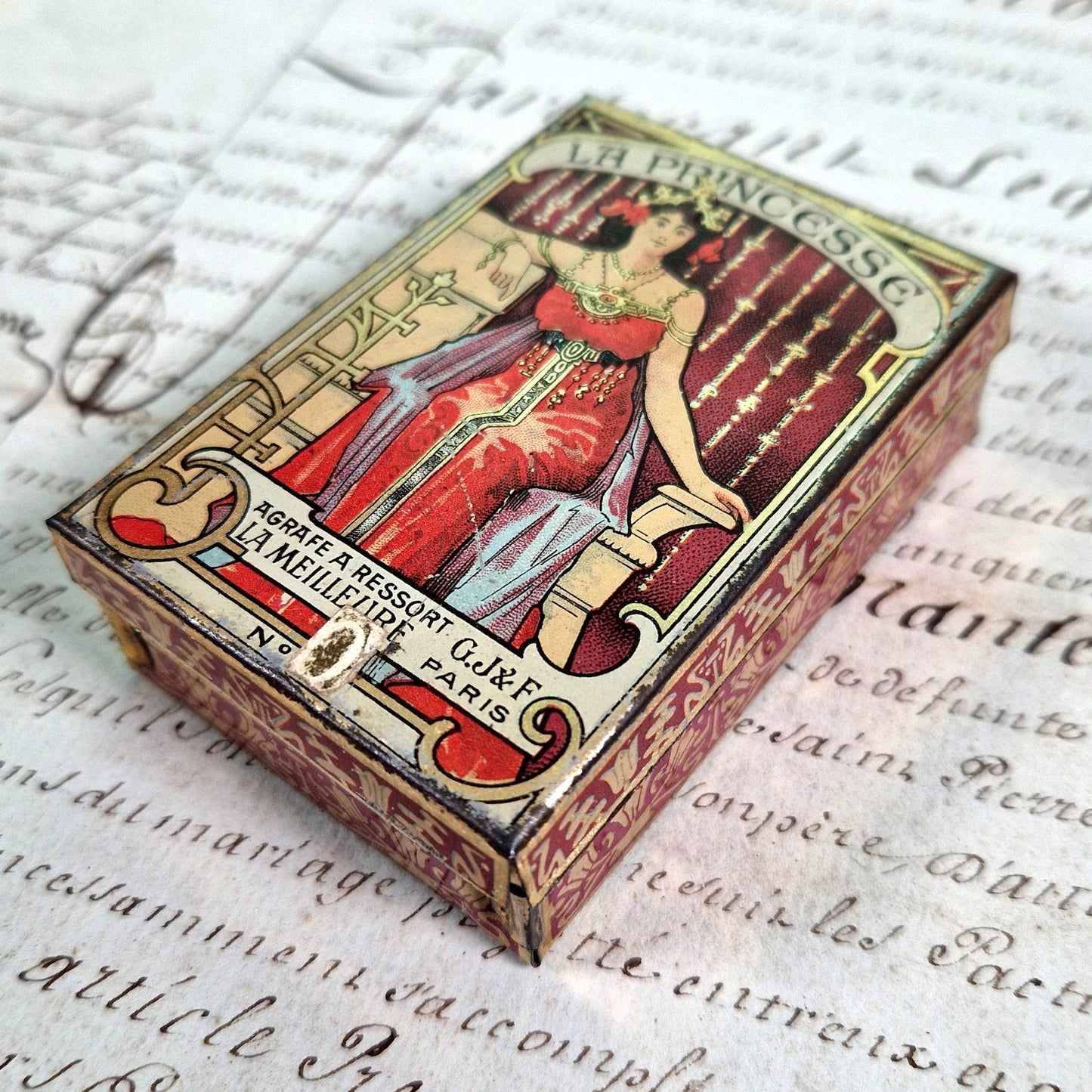 boite tole lithographie art nouveau
