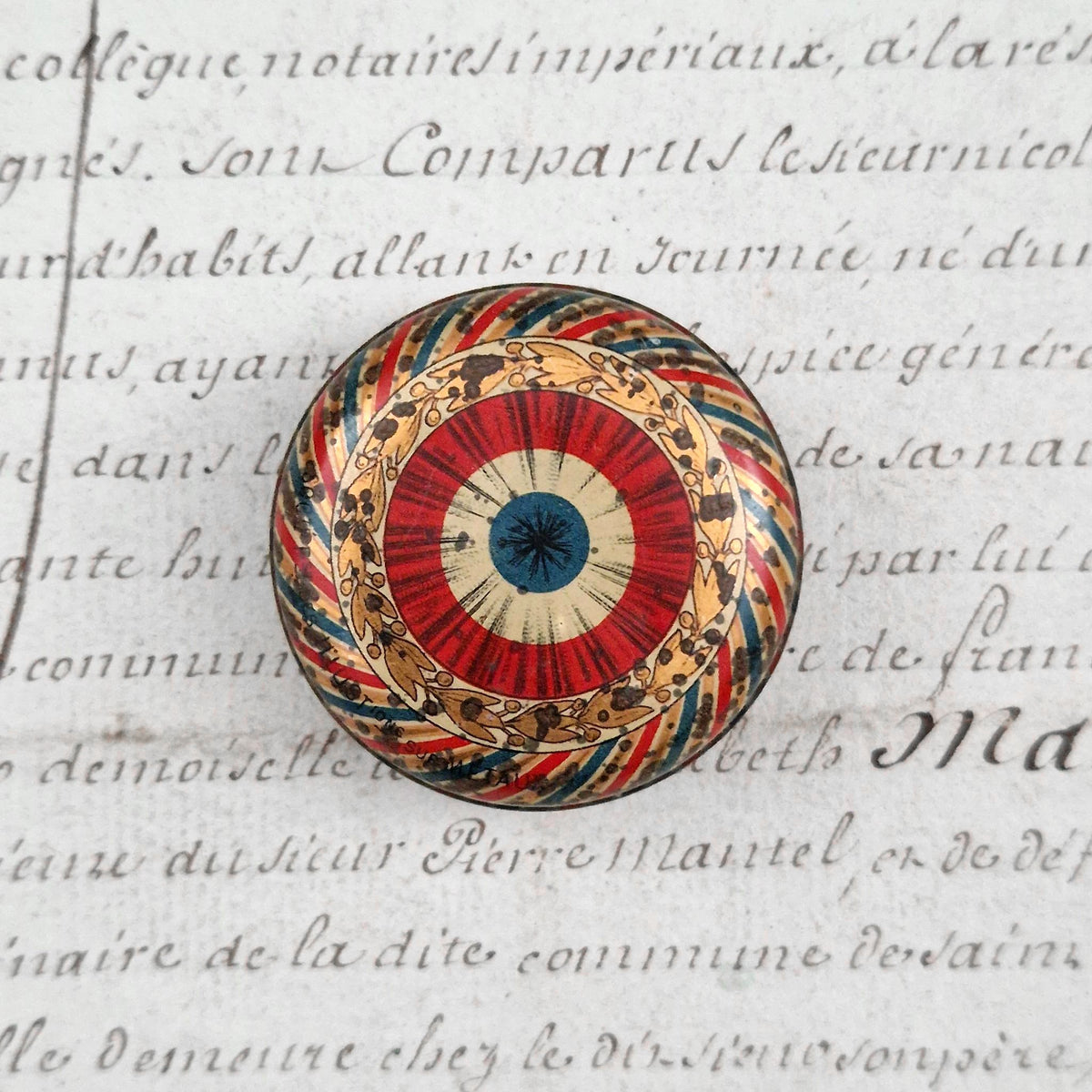 Rare Boite ronde « Epingles Au Patriote », Vers 1900