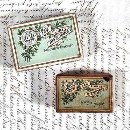 boites plumes metalliques anciennes france