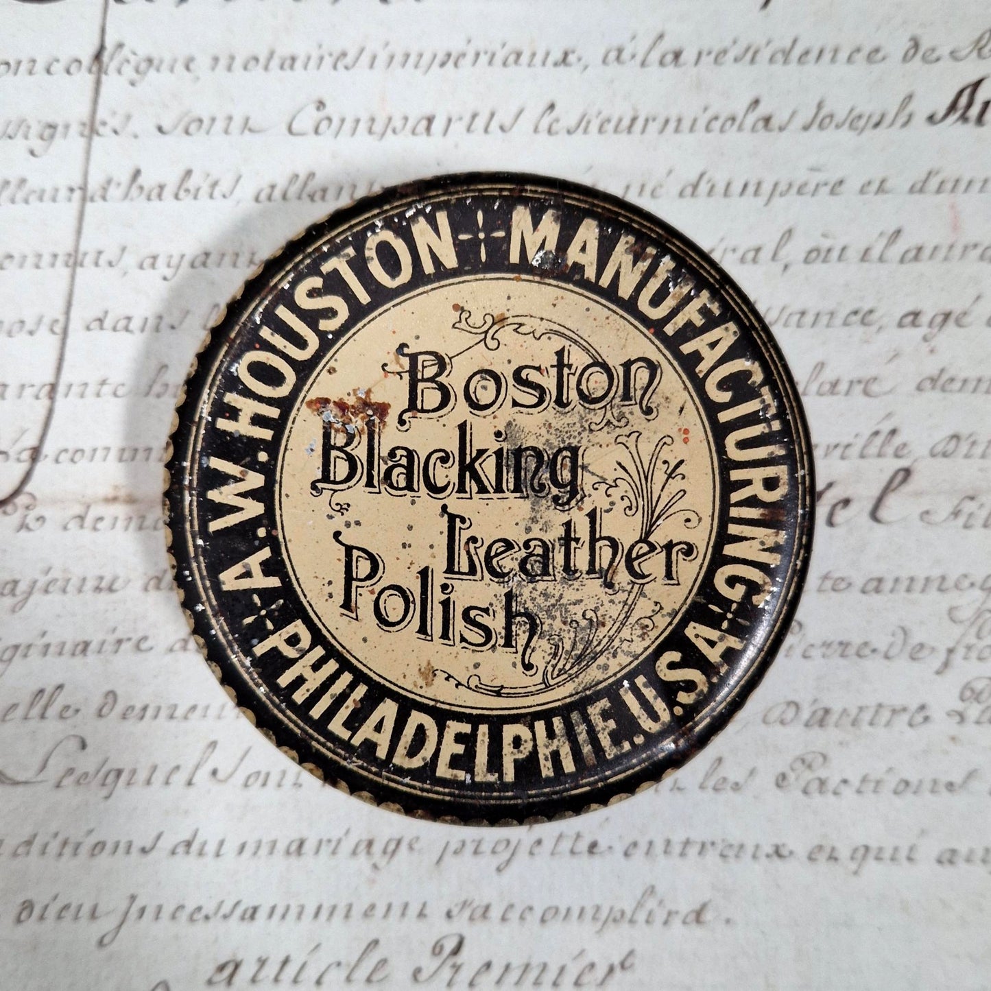 Boîte de cirage américaine « Boston Blacking Leather Polish »