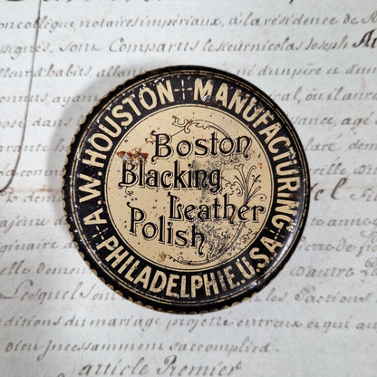Boîte de cirage américaine « Boston Blacking Leather Polish »