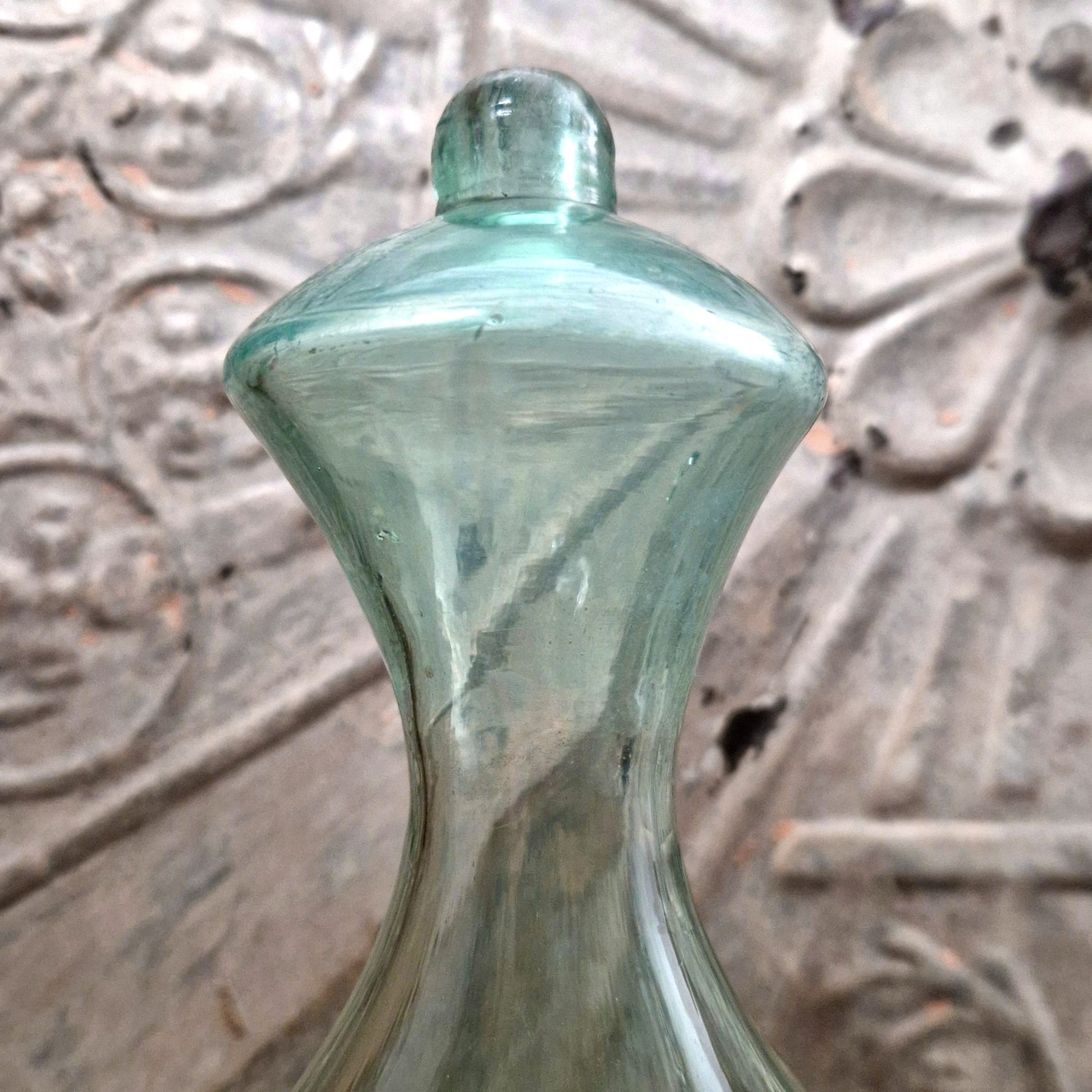 bouteille pastorale verre vert XIXe