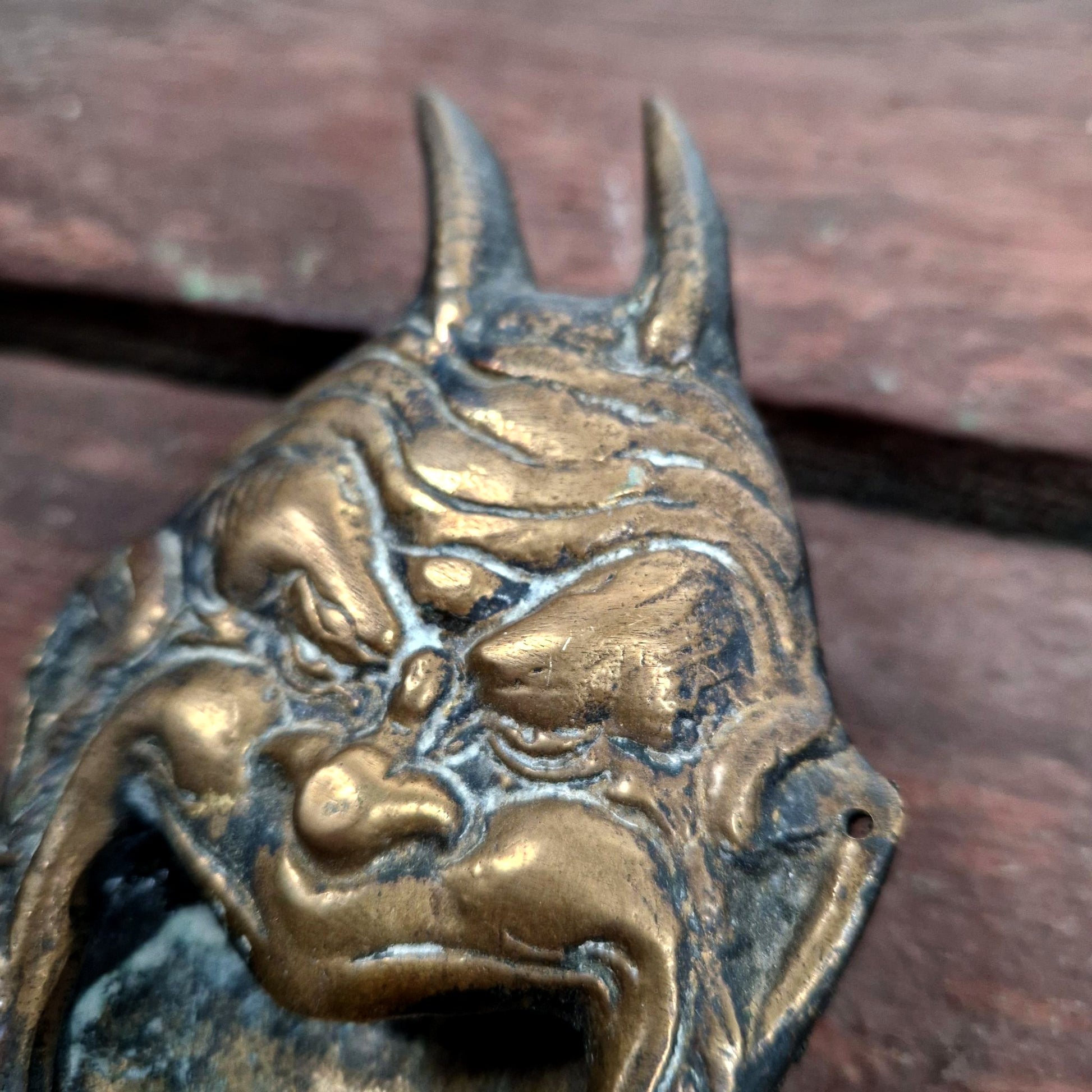 bronze devil ashtray small vintage