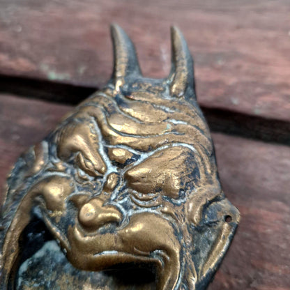 bronze devil ashtray small vintage