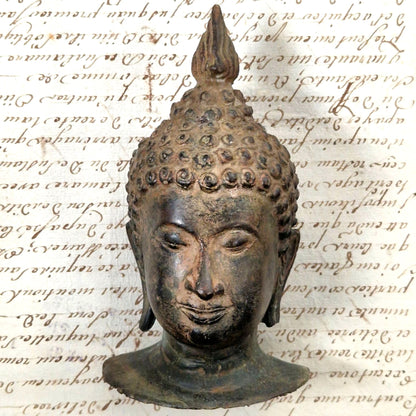 buddha head bronze asian art