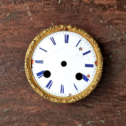 cadran pendulette emaille chiffres bleus