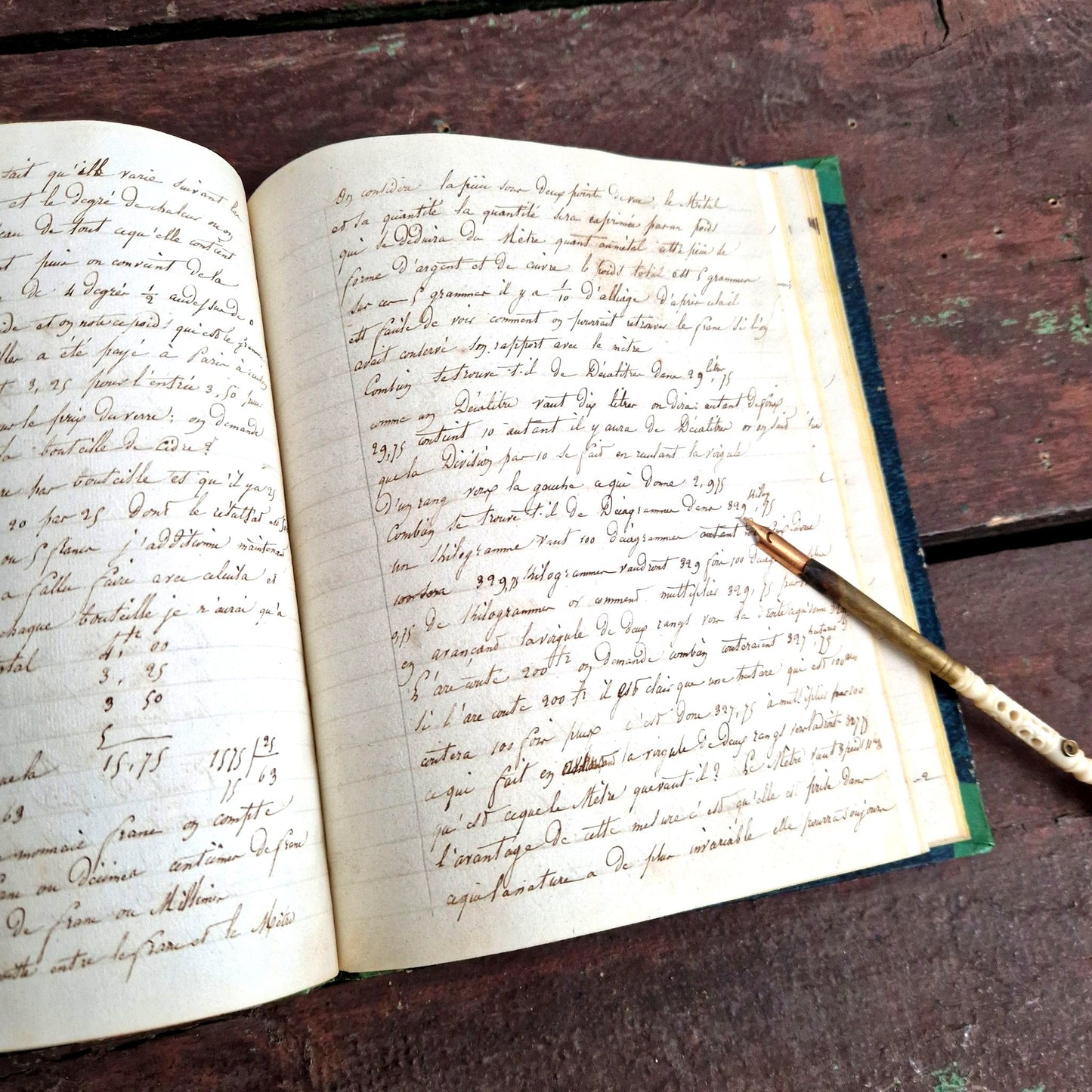 cahier manuscrit de mathématiques 1829