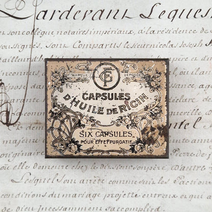 Boîte ancienne « Capsules d’huile de ricin - Effet purgatif »