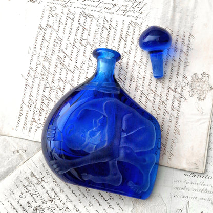 carafe artistique verre soufflé gravé bleu
