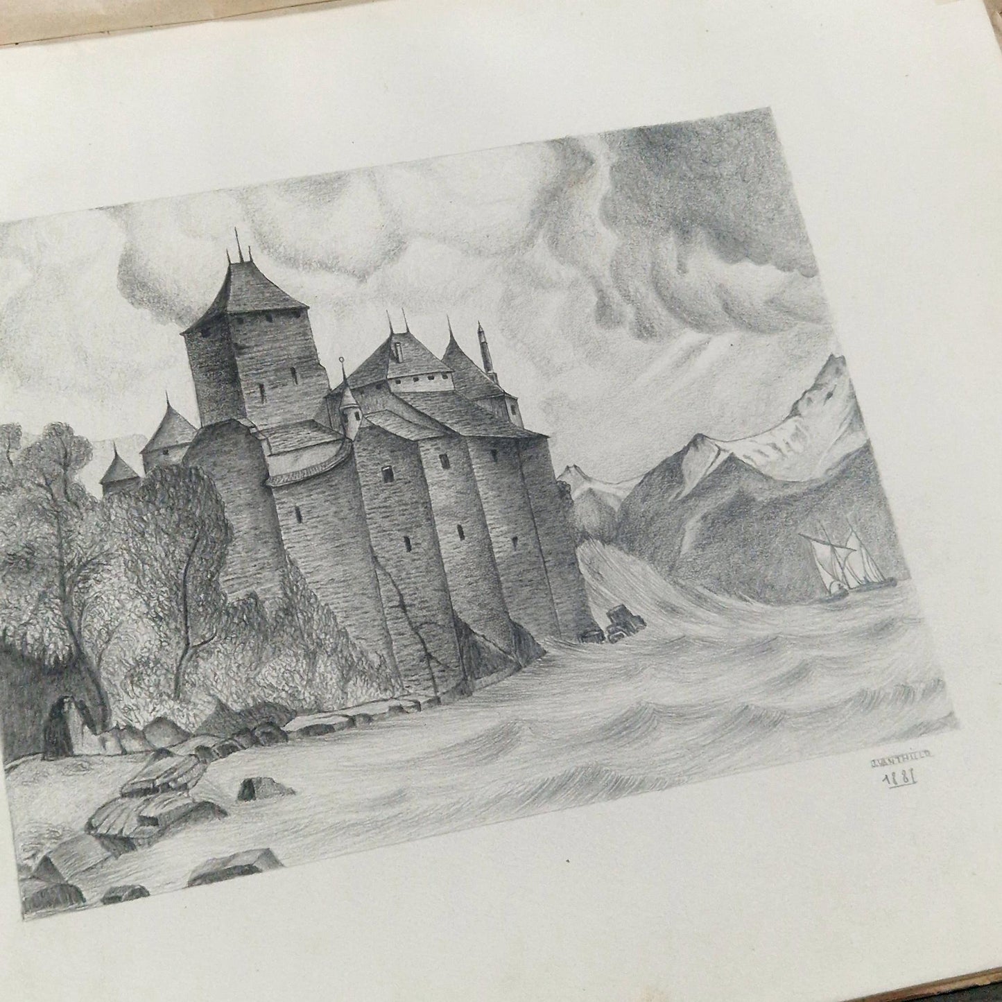 carnet d'atelier ancien etudes au crayon