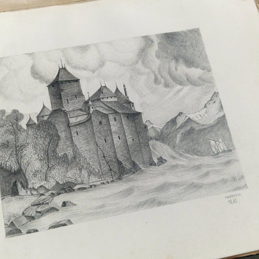 carnet d'atelier ancien etudes au crayon