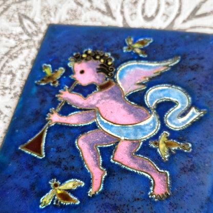 carreau céramique bleu emaillé