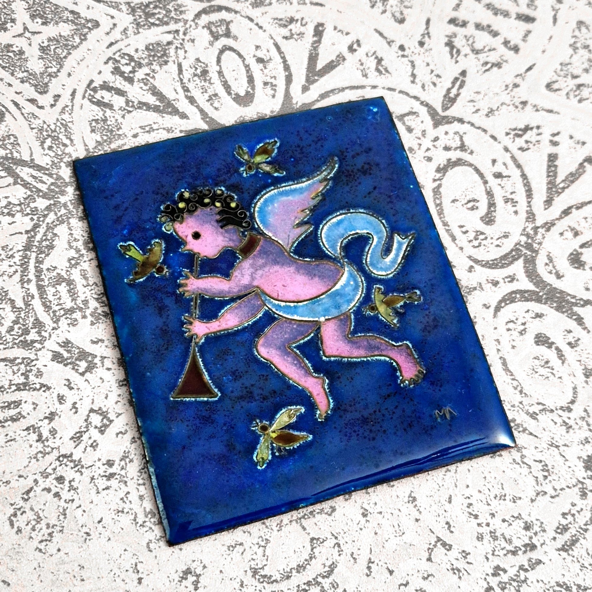 carreau émail ange décoratif