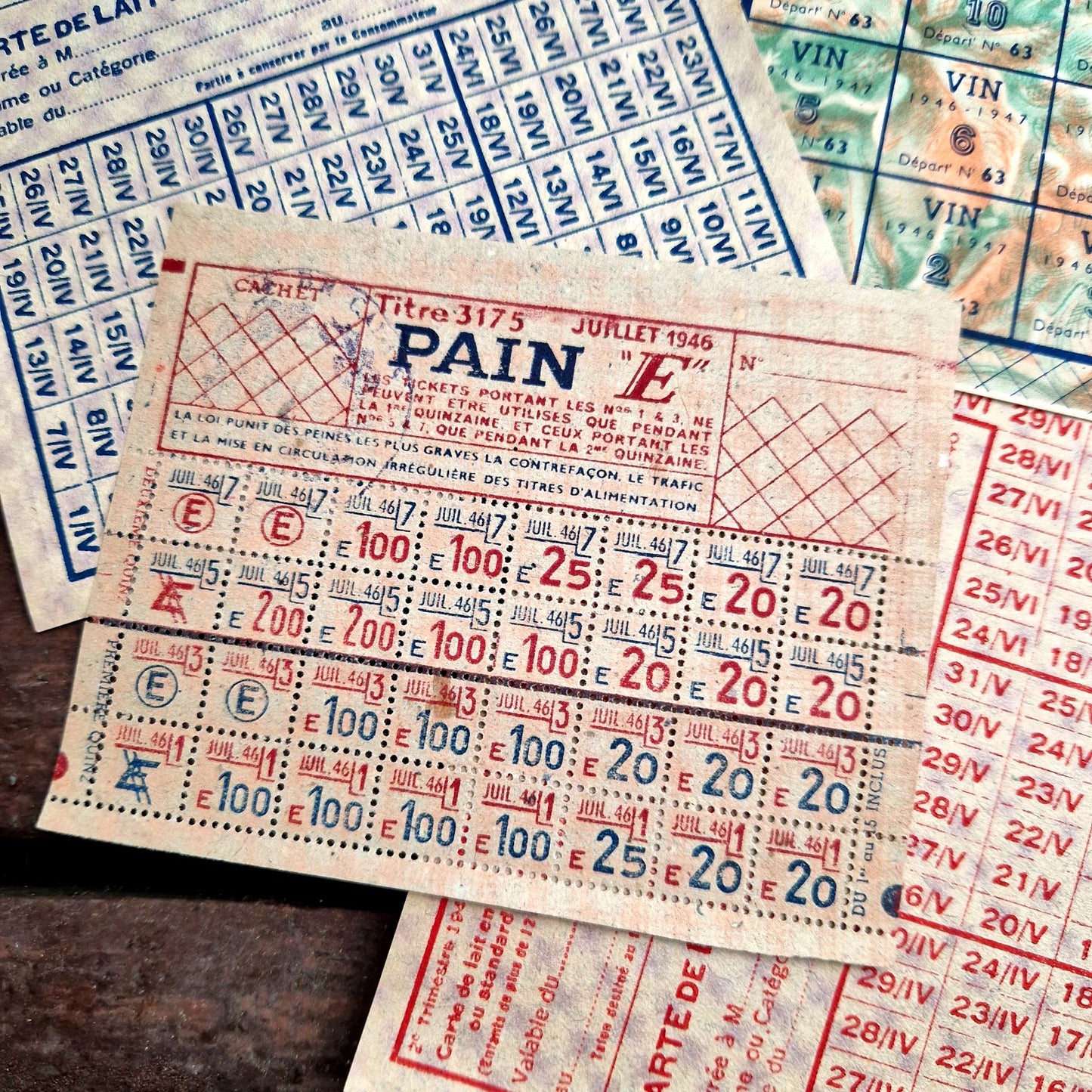 carte alimentation pain 1945