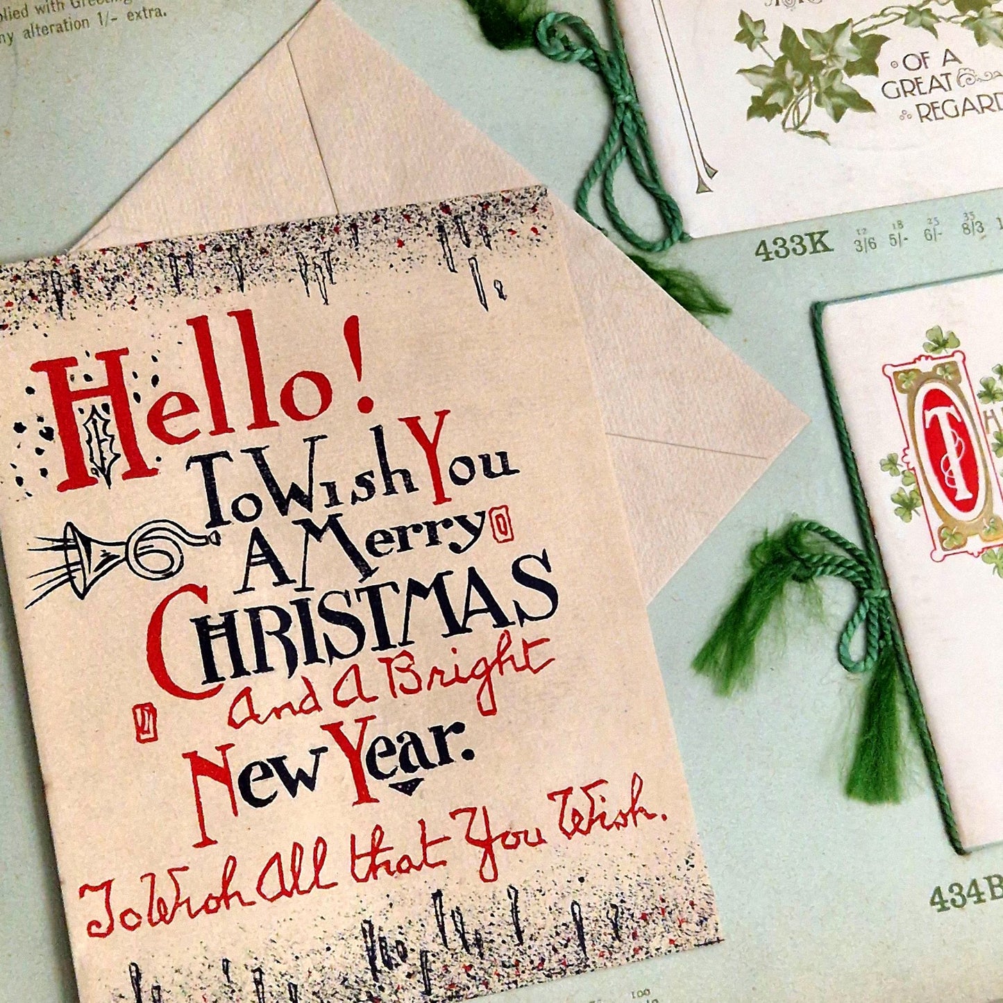 carte merry christmas new year ancienne