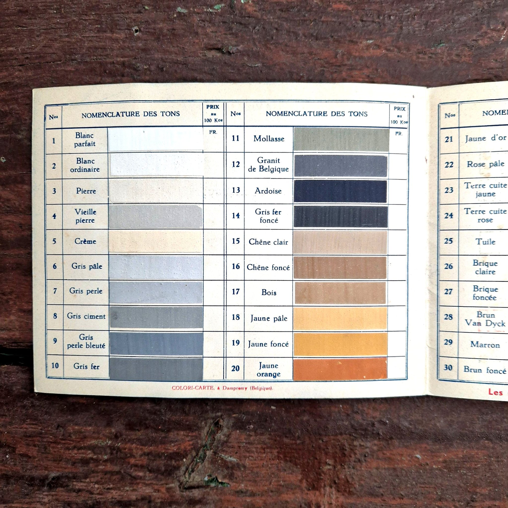 carte nuancier silexore peinture ancienne